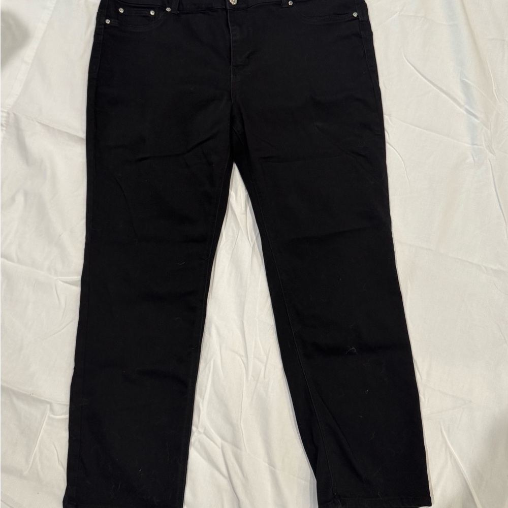 Women's 20W Strechy Rhinestones Black Jeans - Blue Savvy